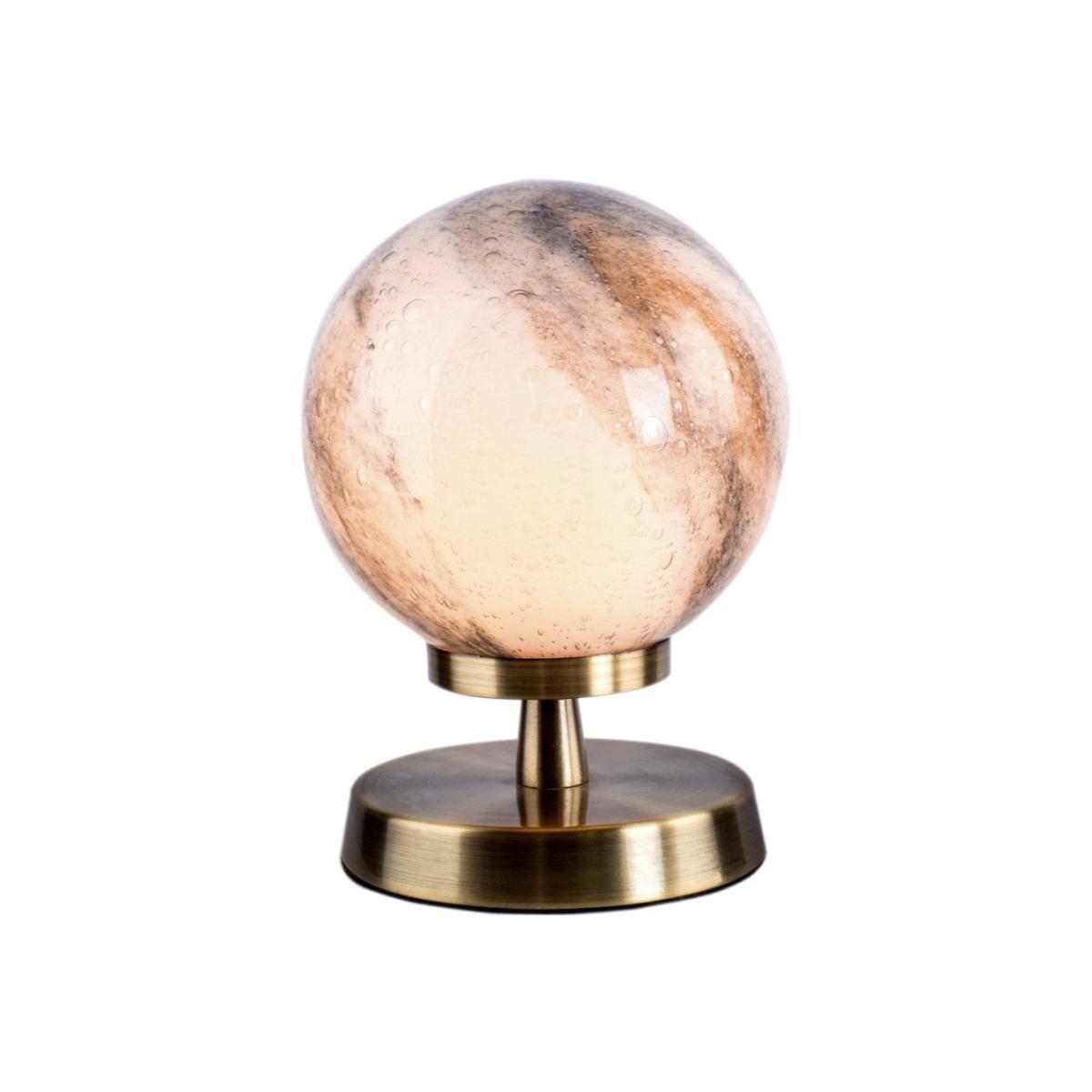 dar lighting ESB4175-07 Esben Touch Table Lamp Antique Brass with Planet Glass