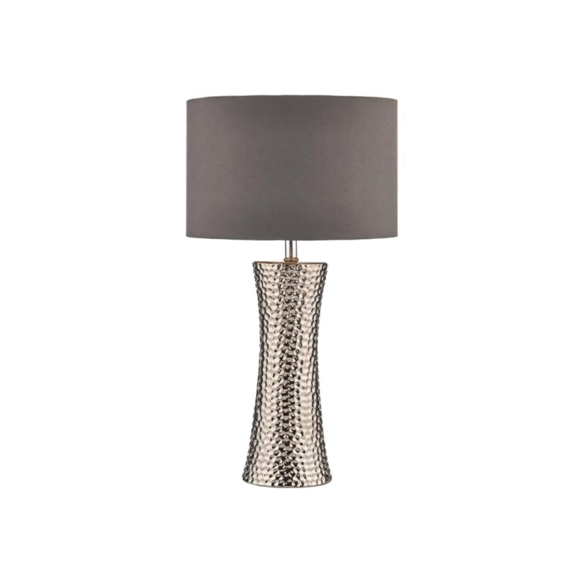 Dar Lighting BOK4232-X Bokara Table Lamp Silver Complete With Shade