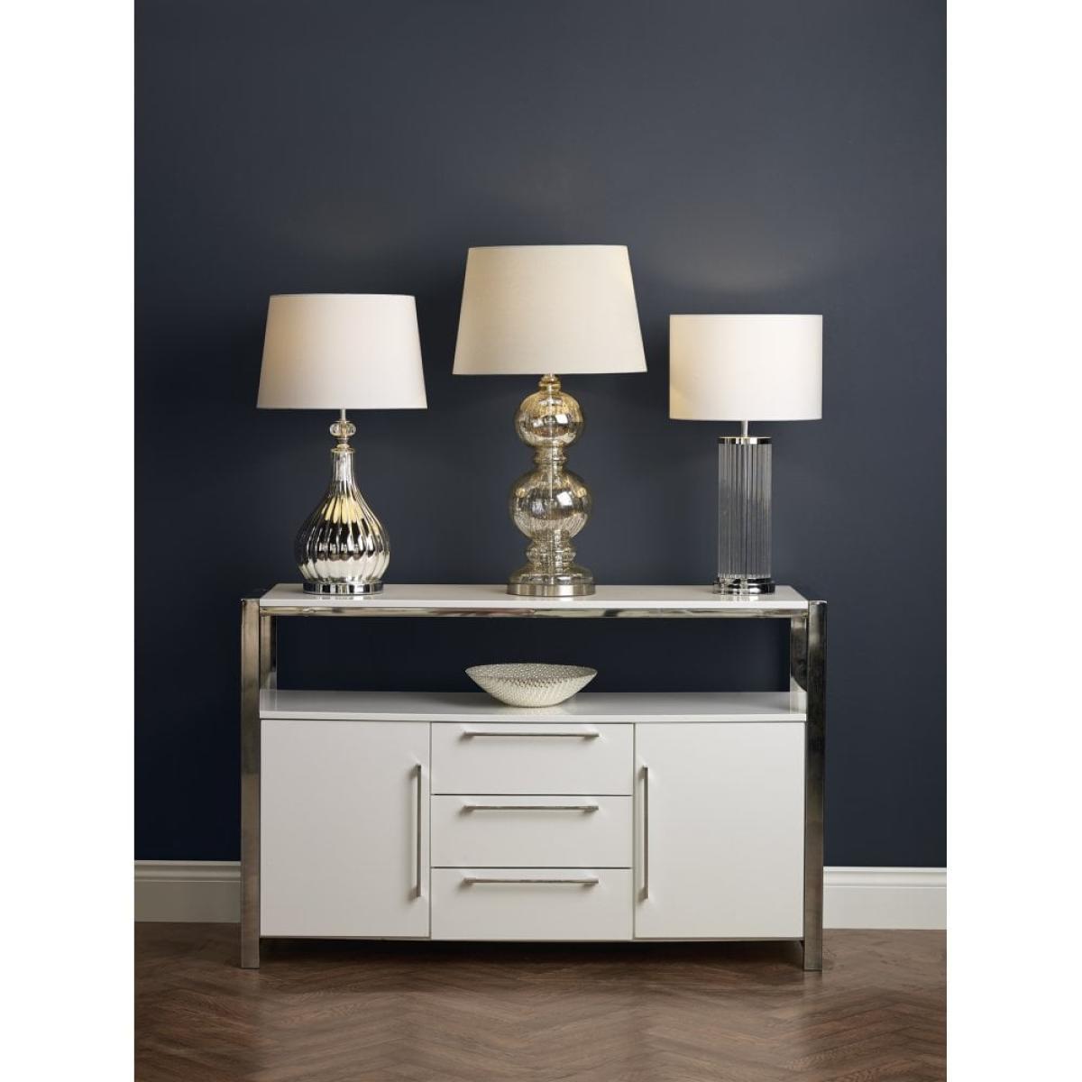 dar lighting OLA4350-X Olalla Table Lamp Polished Chrome and Clear Glass with Ivory Shade – image 2