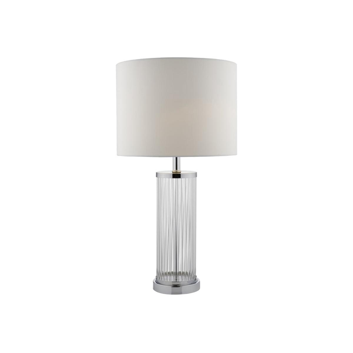 dar lighting OLA4350-X Olalla Table Lamp Polished Chrome and Clear Glass with Ivory Shade – image 1