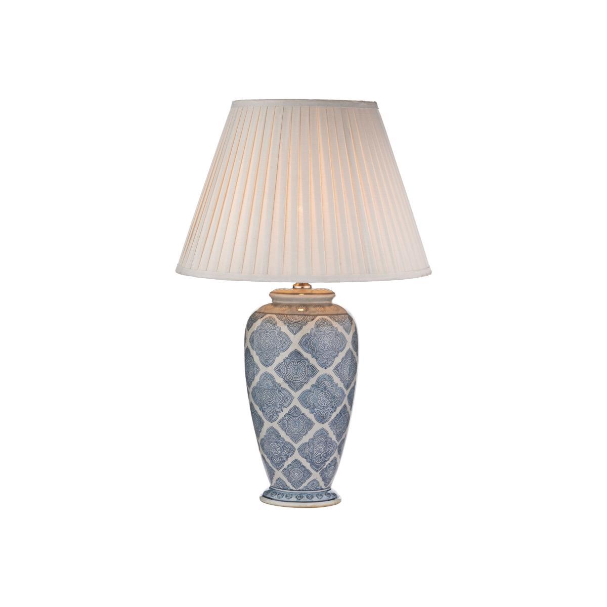 dar lighting ELY4223 Ely Table Lamp Blue and White Base Only – image 1