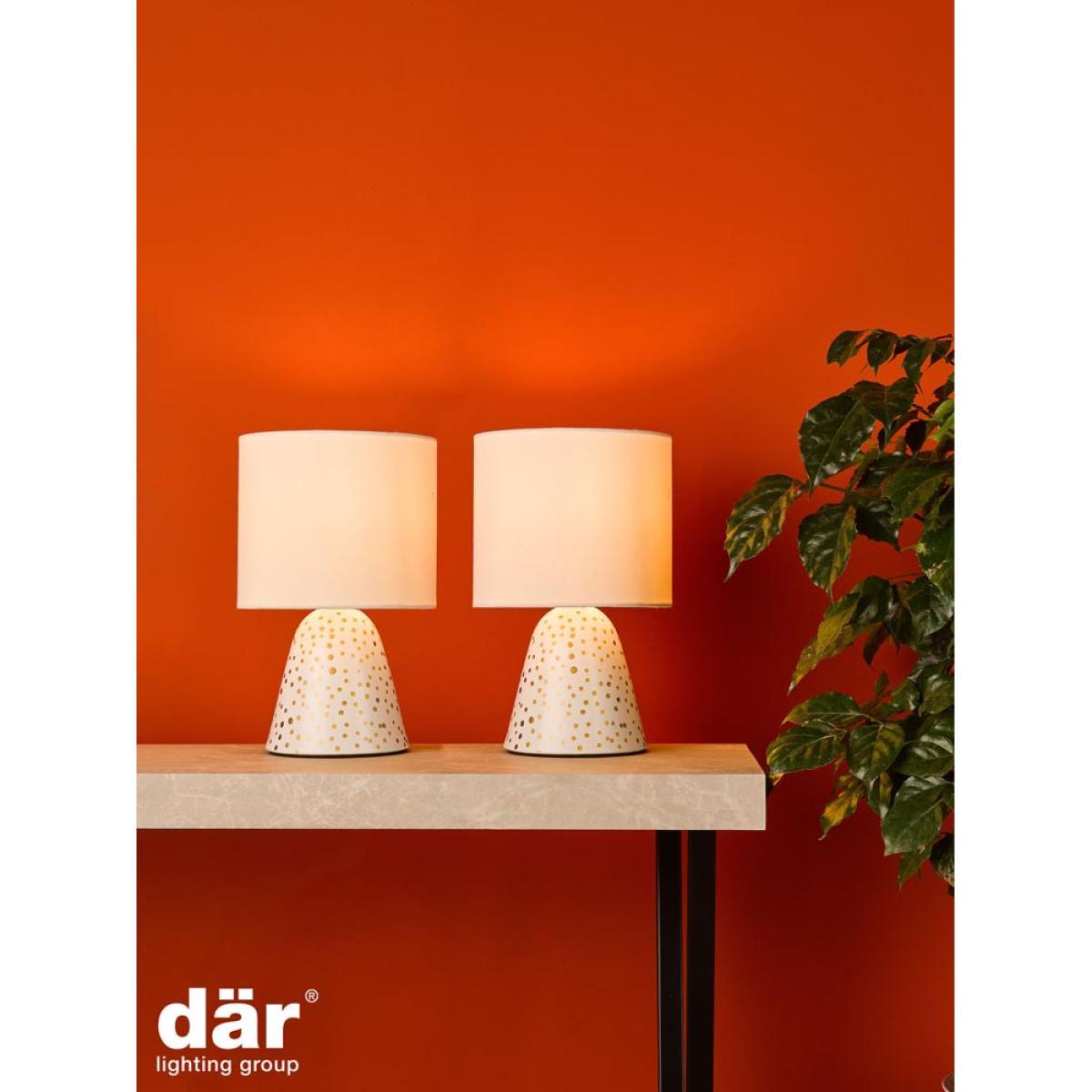 dar lighting GLE412 Glenda Ceramic Table Lamp White with Shade (Twin Pack)