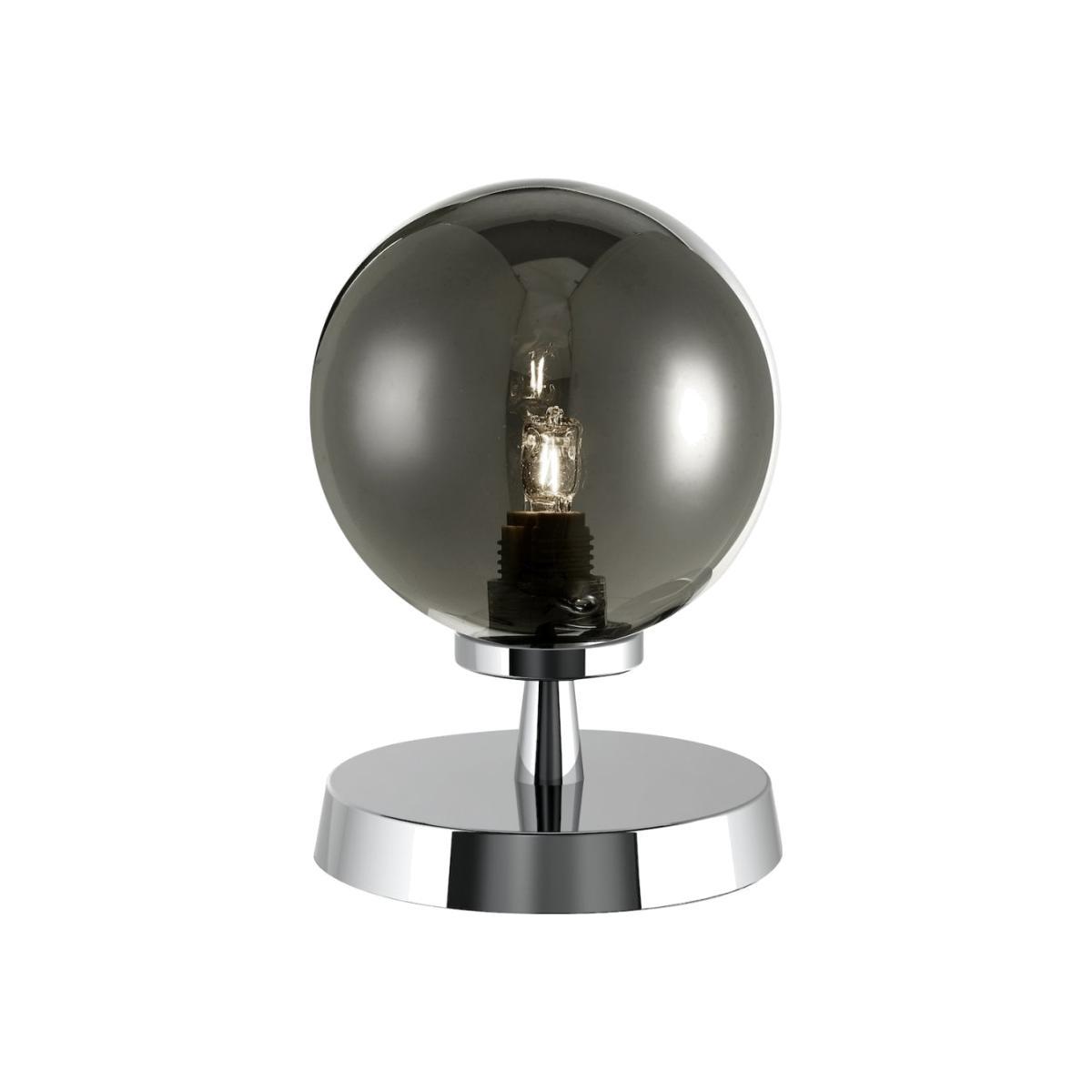 dar lighting ESB4150-01 Esben Touch Table Lamp Polished Chrome with Smoked Glass