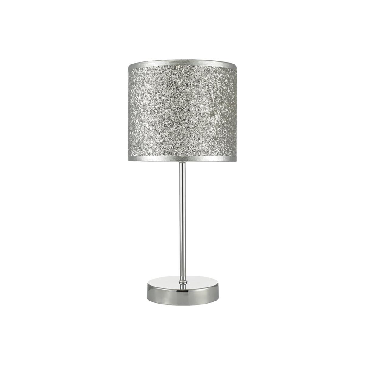 dar lighting BIS4132 Bistro Touch Table Lamp Polished Chrome with Silver Glitter Shade