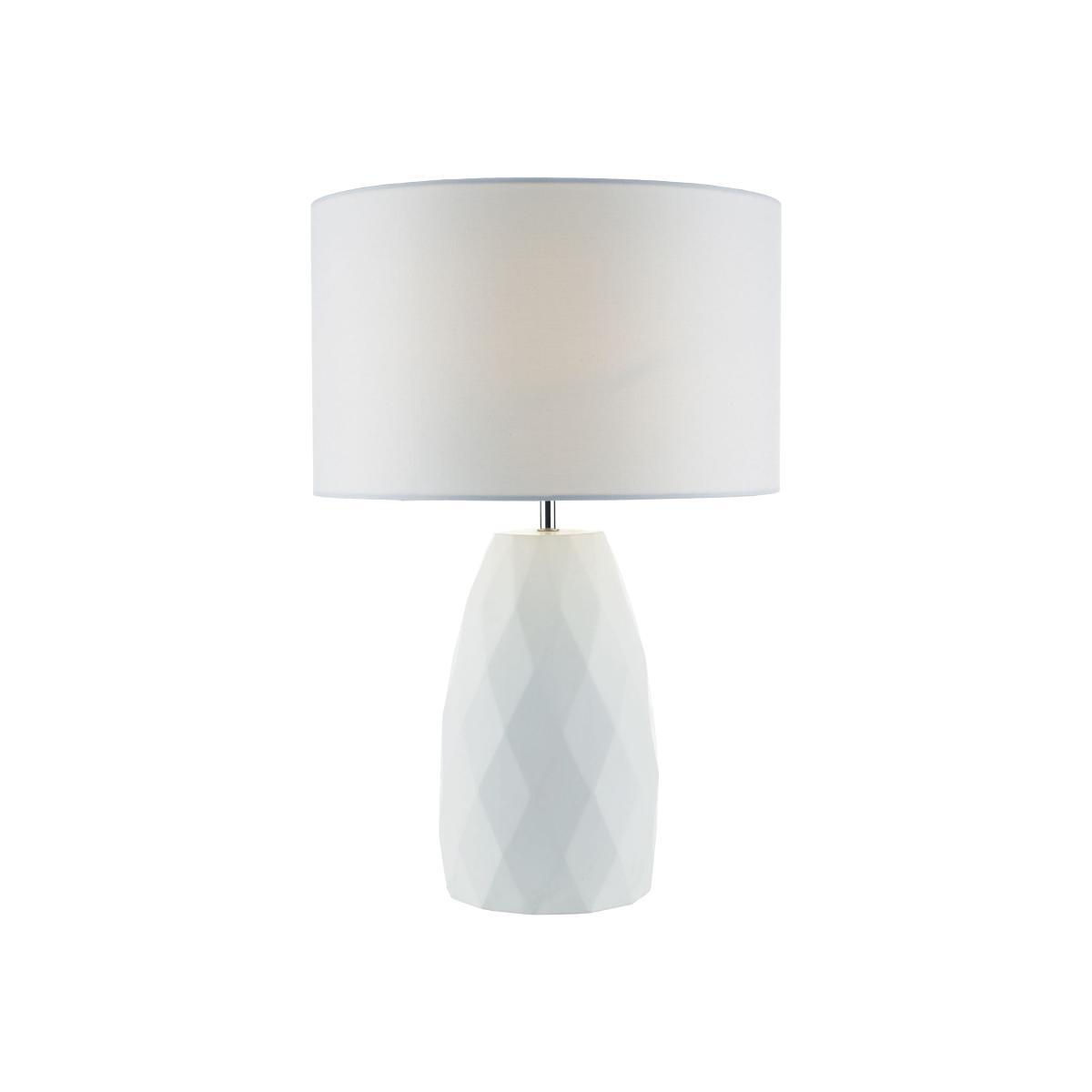 dar lighting CIA422 Ciara Table Lamp White Base with White Linen Shade