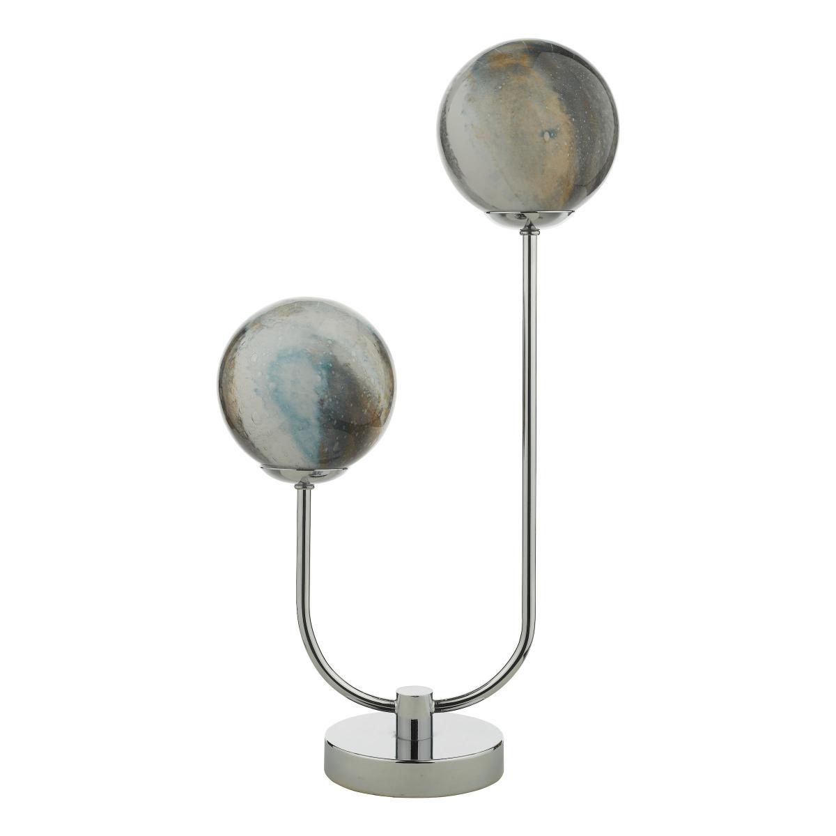 dar lighting MIK4250 Mikara 2 Light Table Lamp Polished Chrome Glass – image 2