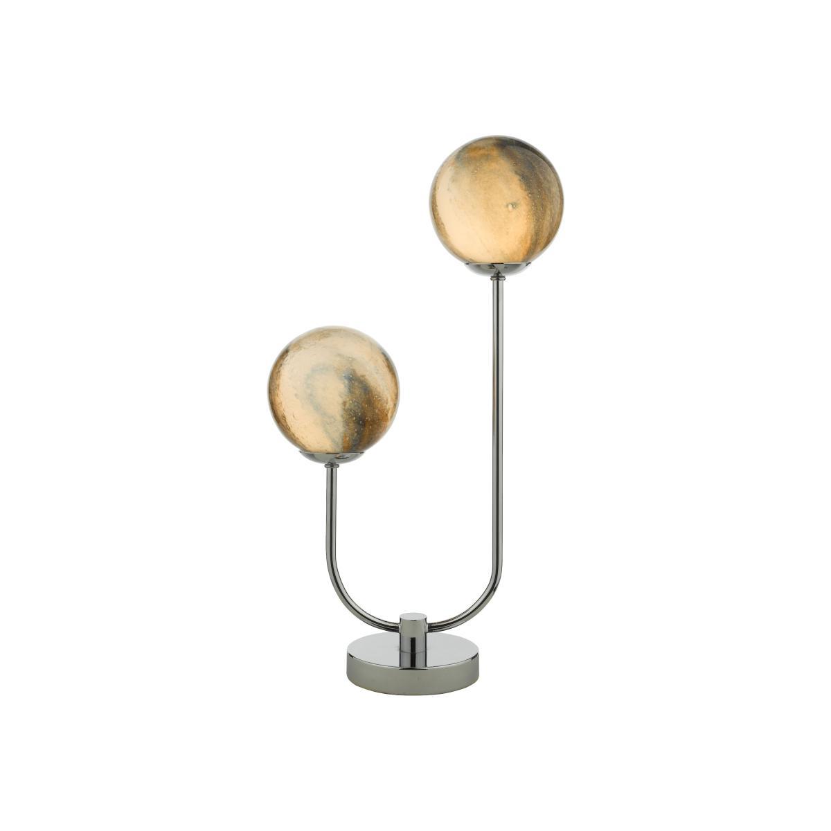dar lighting MIK4250 Mikara 2 Light Table Lamp Polished Chrome Glass – image 1