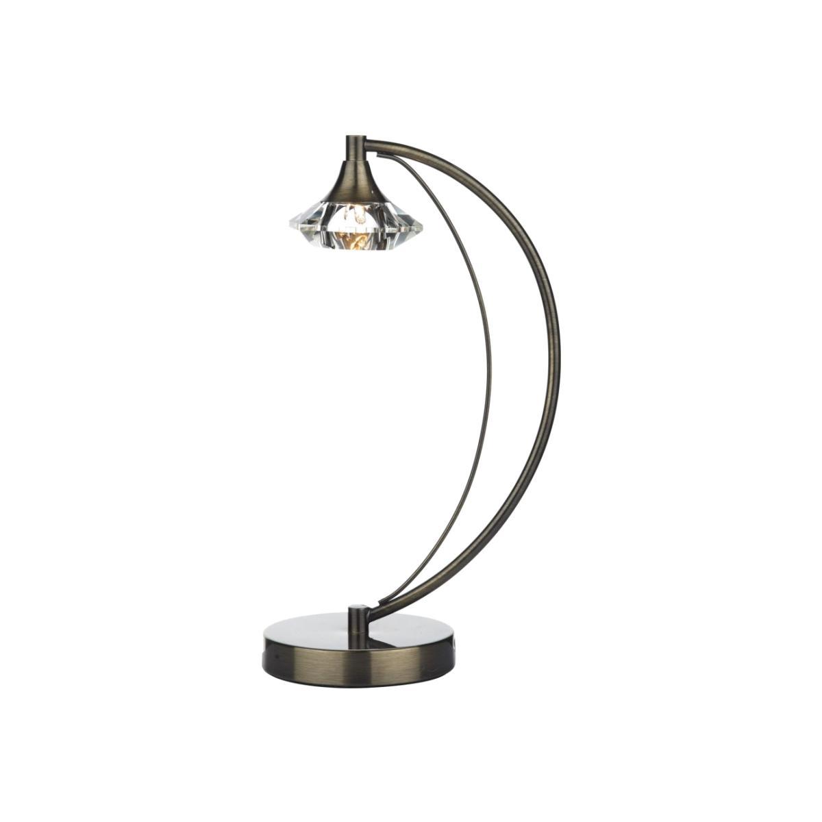 dar lighting LUT4175 Luther 1 Light Table Lamp Antique Brass Crystal
