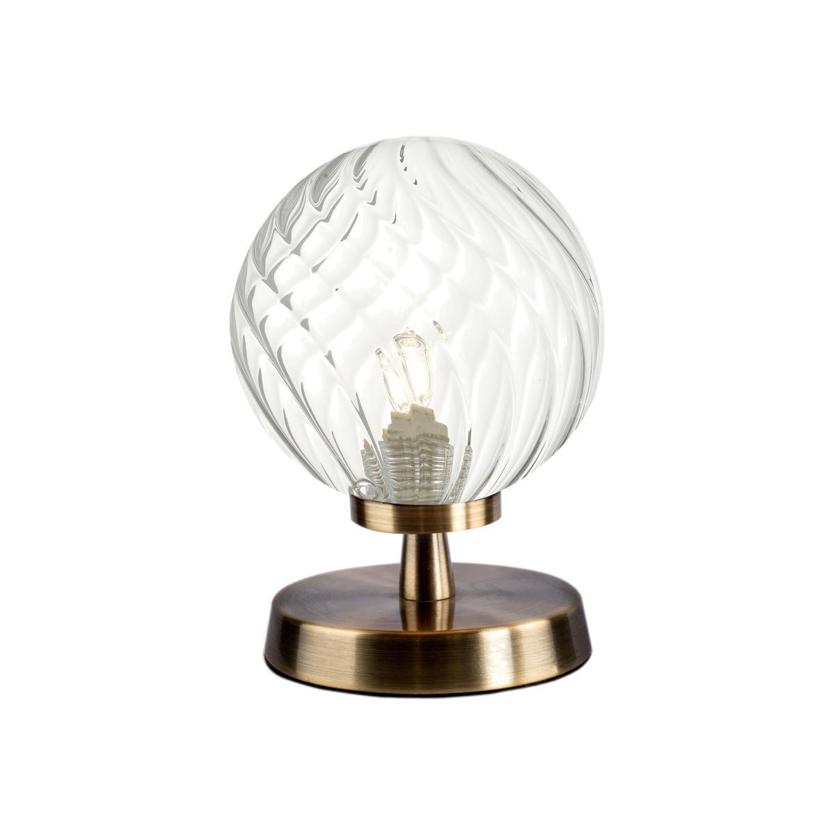 dar lighting ESB4175-03 Esben Touch Table Lamp Antique Brass with Twisted Glass