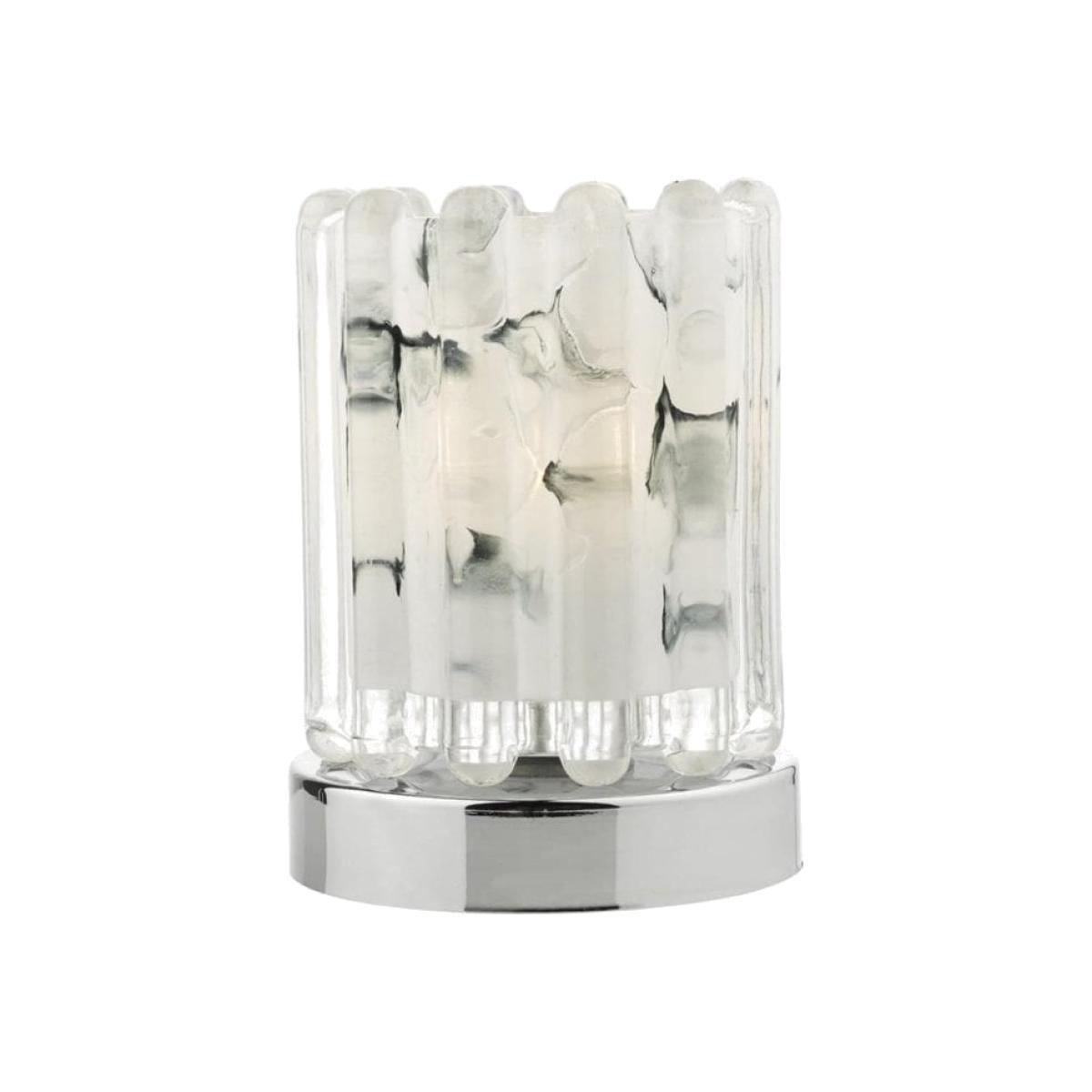 dar lighting ELF4150 Elf Touch Table Lamp Polished Chrome with Ribbed Glass
