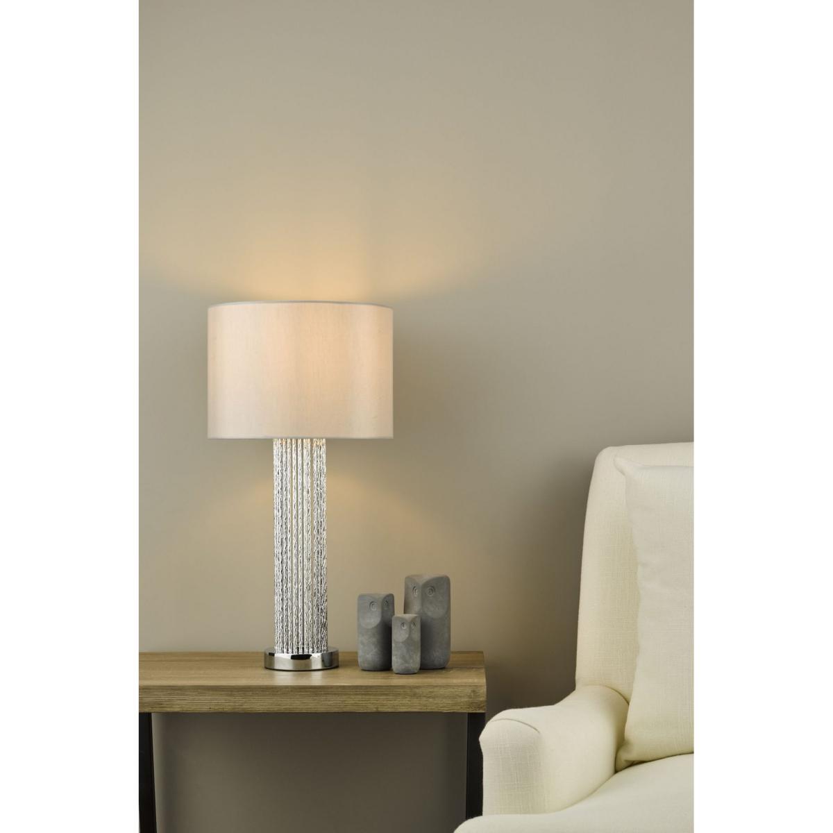dar lighting LAZ4239 Lazio Table Lamp Silver Rod Base with Faux Silk Shade – image 2
