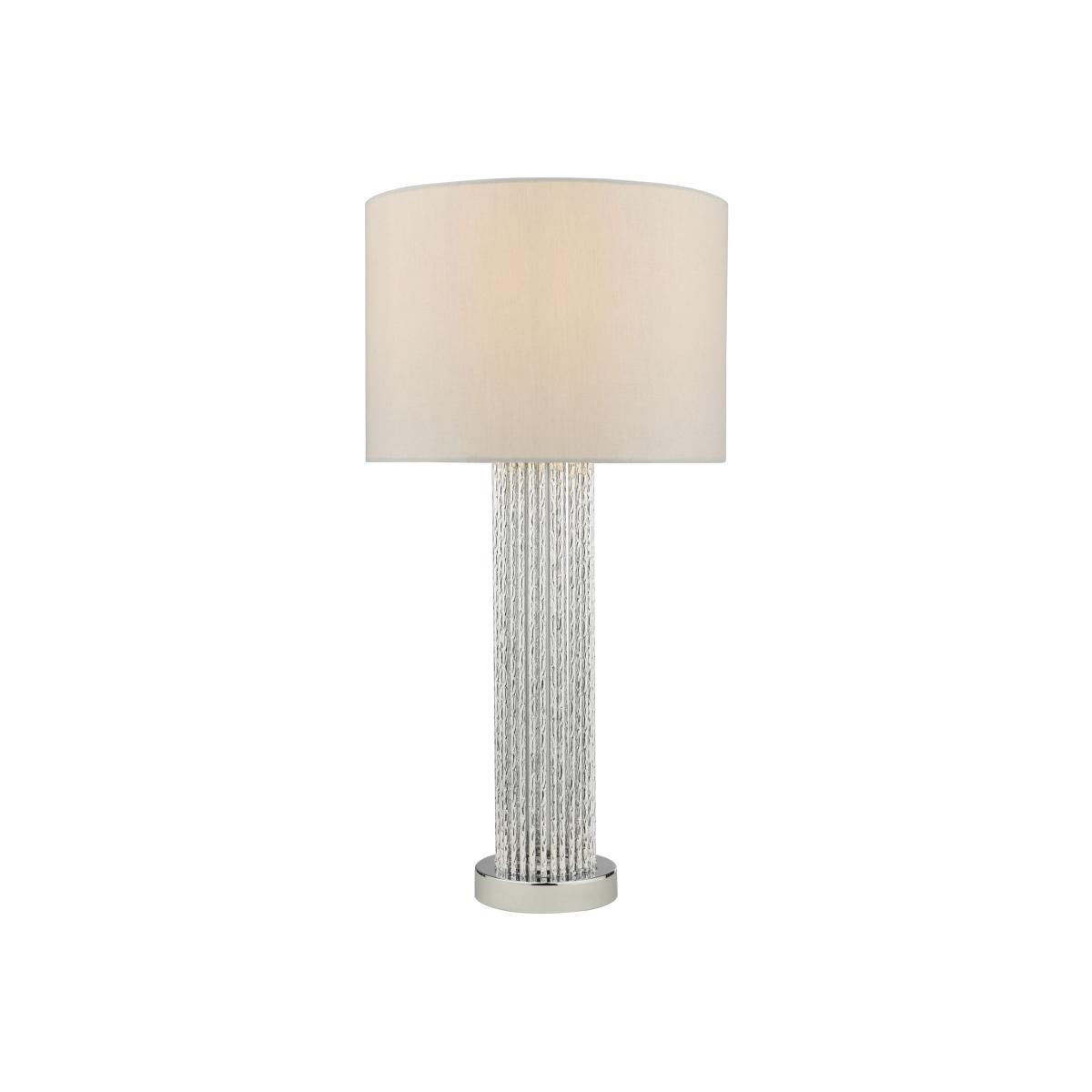 dar lighting LAZ4239 Lazio Table Lamp Silver Rod Base with Faux Silk Shade – image 1