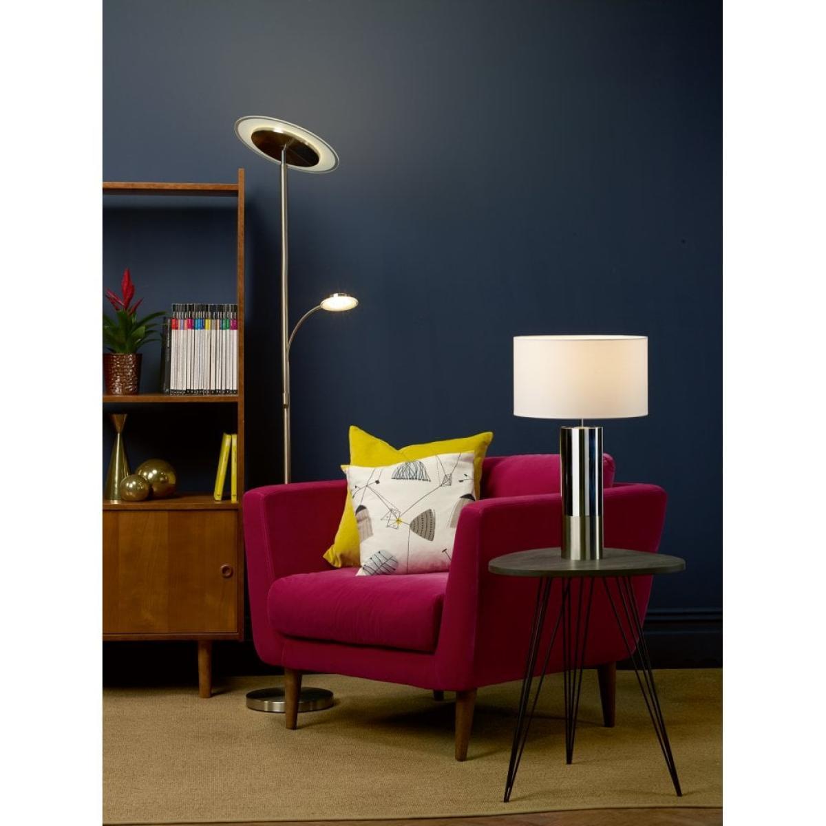 dar lighting ING4250 Ingleby Table Lamp 2 Tone Base Polished Chrome and Brushed Chrome with Shade – image 2