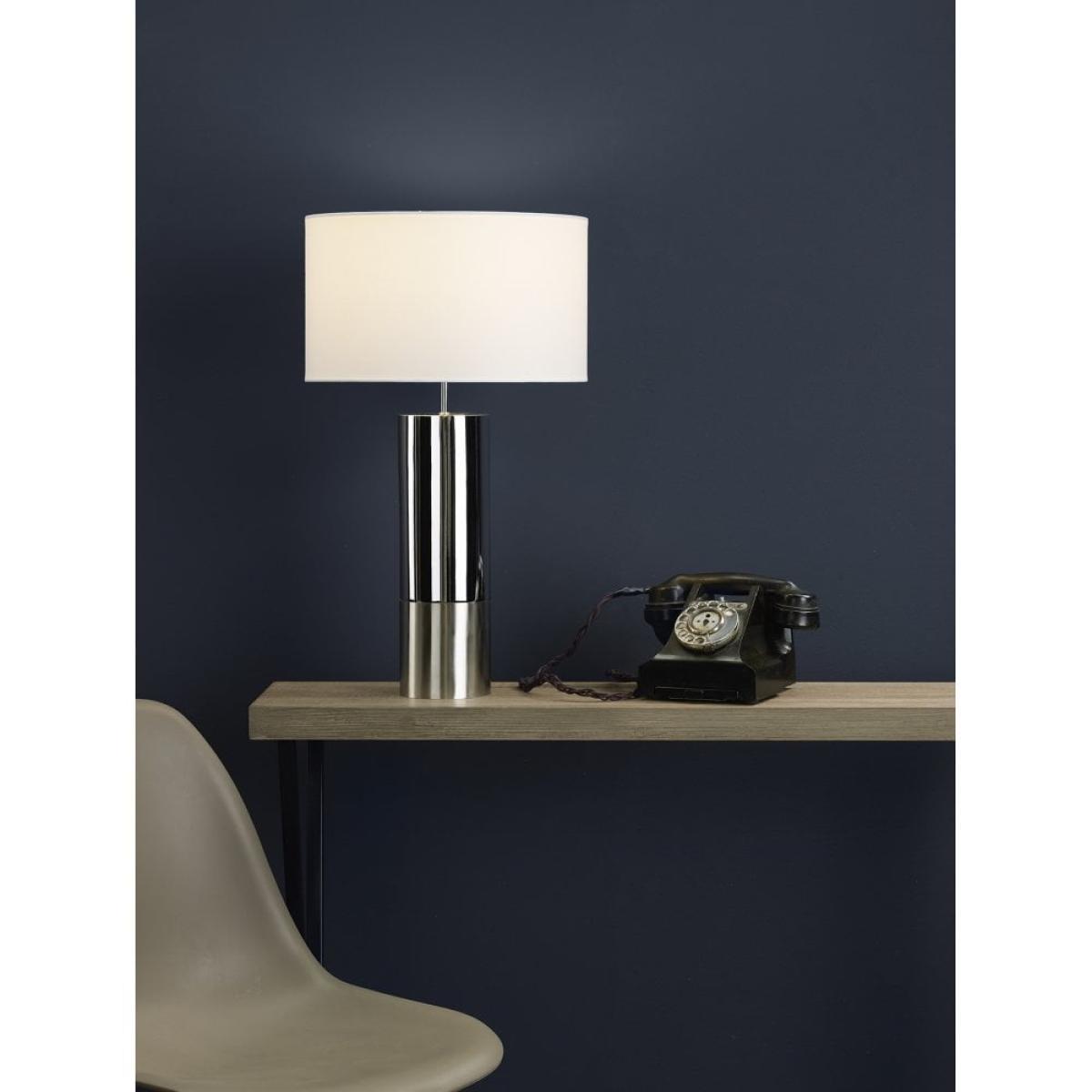 dar lighting ING4250 Ingleby Table Lamp 2 Tone Base Polished Chrome and Brushed Chrome with Shade – image 3