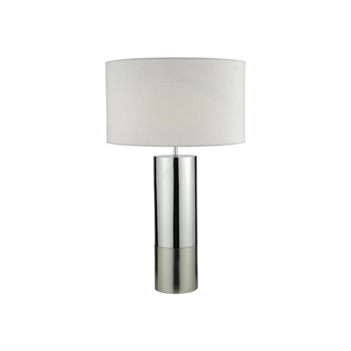 dar lighting ING4250 Ingleby Table Lamp 2 Tone Base Polished Chrome and Brushed Chrome with Shade – image 1