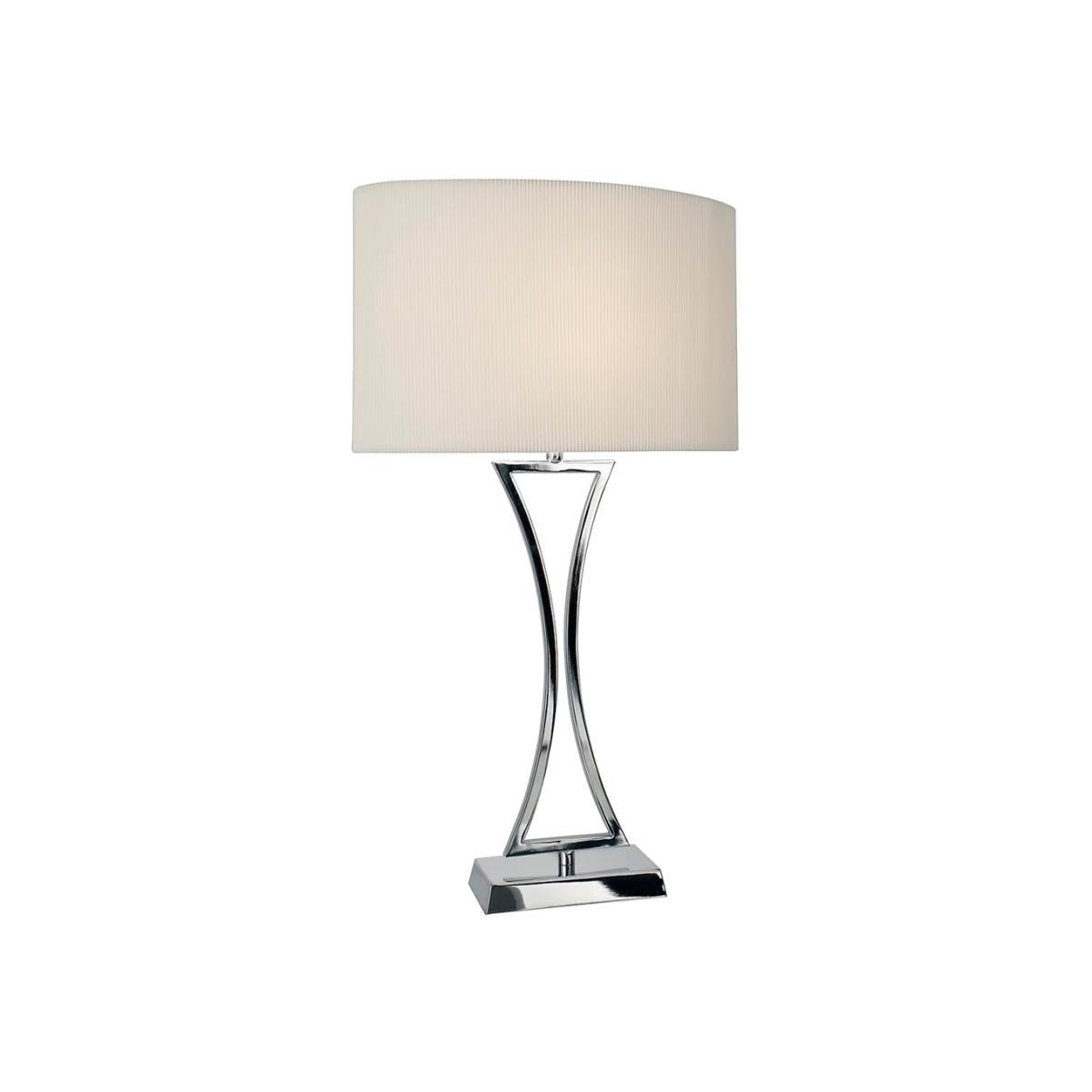 dar lighting OPO4150 Oporto Wavy Table Lamp Polished Chrome with Cream Shade