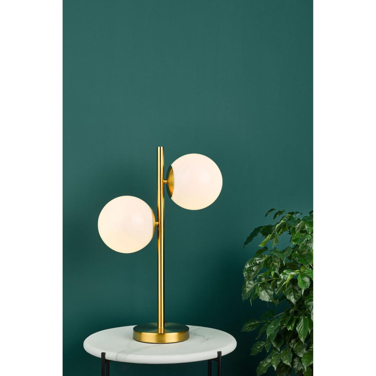 dar lighting BOM4235 Bombazine 2 Light Table Lamp Natural Brass Opal Glass – image 2