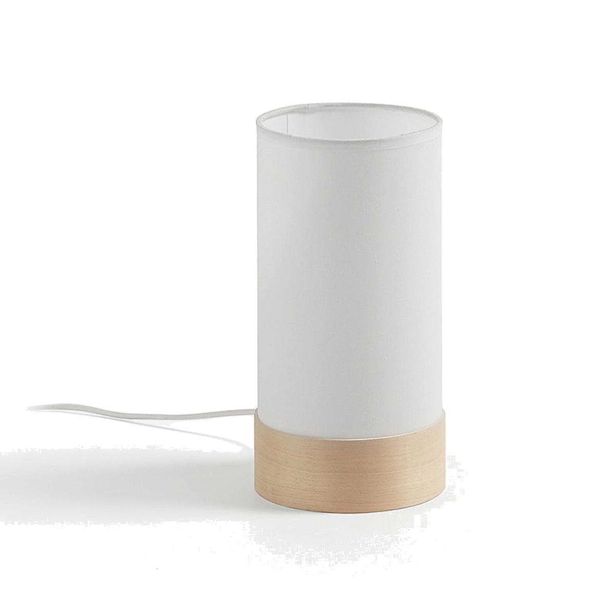 Slat table lamp in cotton and beech wood UK adapter – image 1