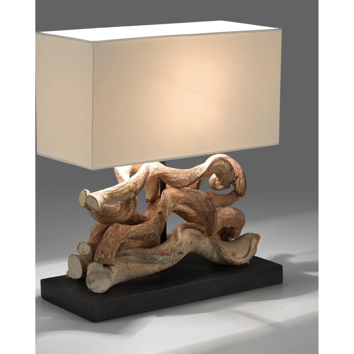 Comet table lamp in recycled tropical wood UK adapter – image 2
