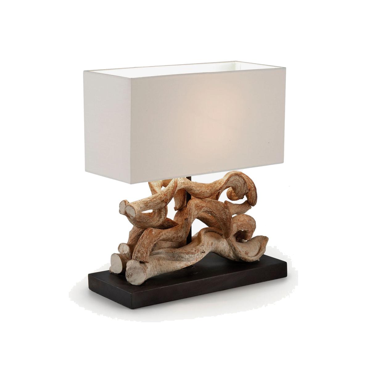 Comet table lamp in recycled tropical wood UK adapter – image 1