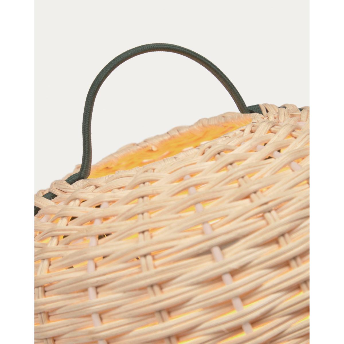 Small Lumisa table lamp in rattan with natural finish and green cord UK adapter – image 6