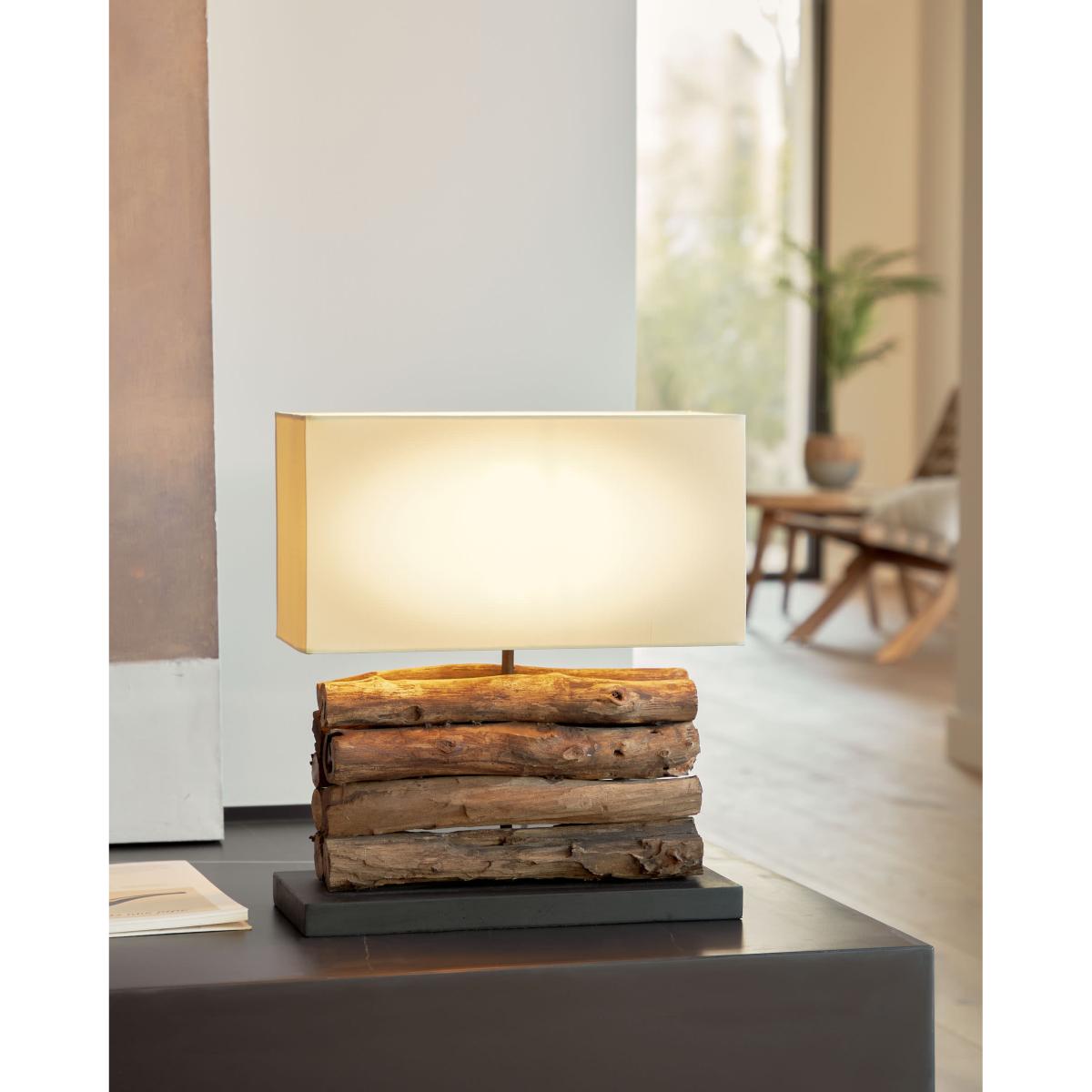 Sahai table lamp made of solid rubberwood UK adapter – image 2