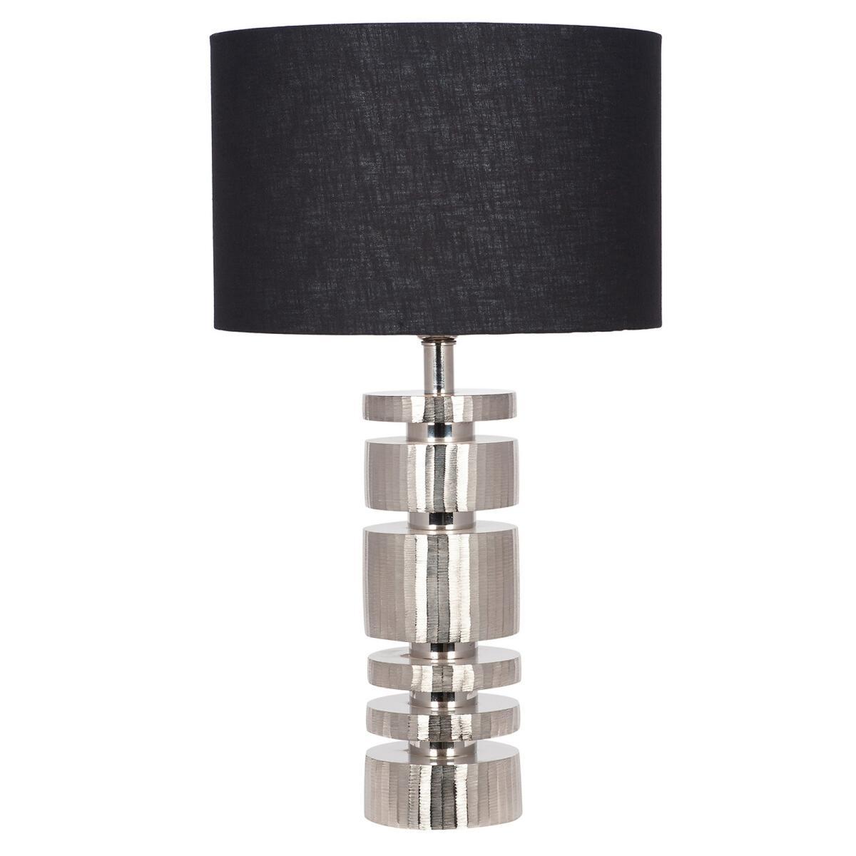 Silver Metal Stacked Cylinder Table Lamp Base – image 2