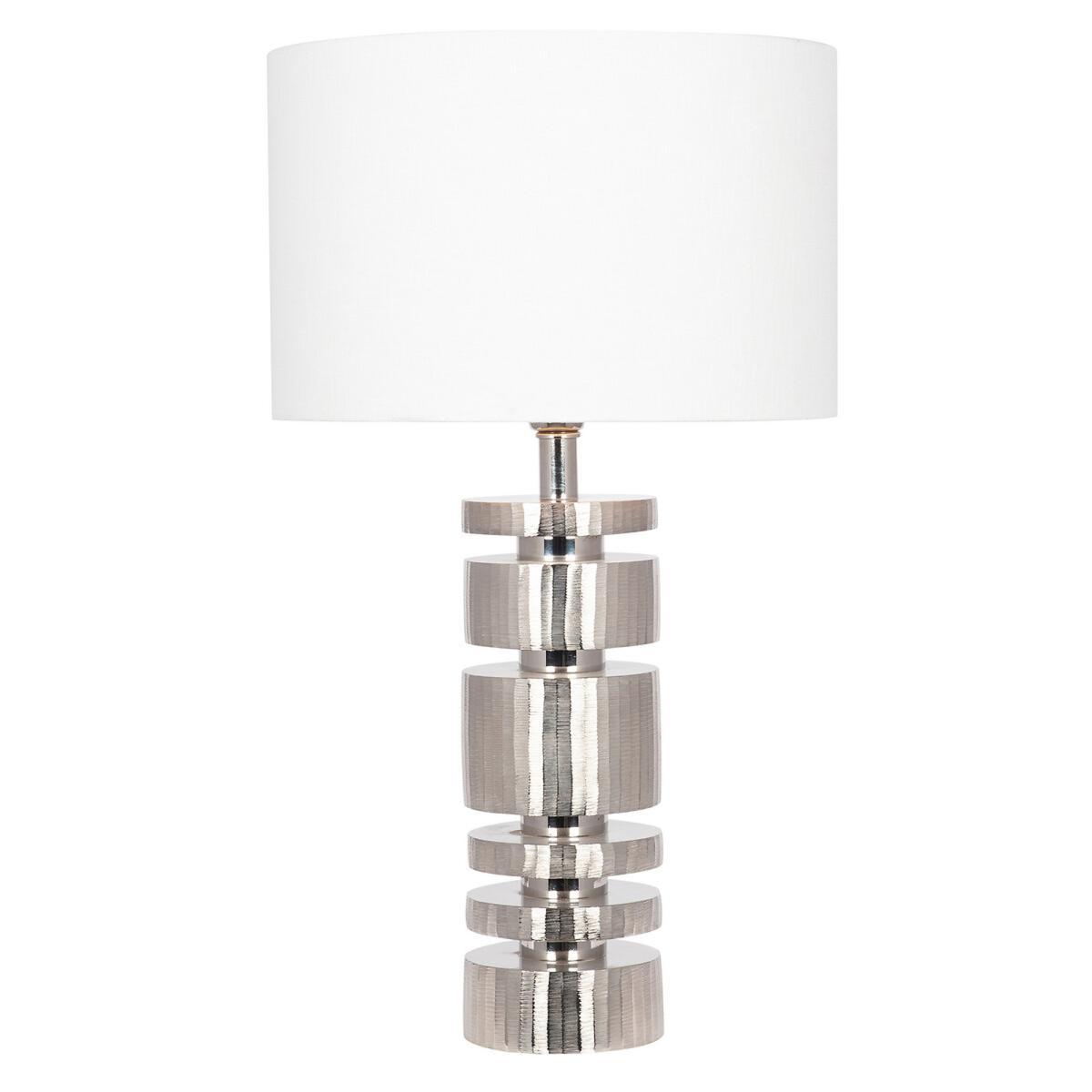 Silver Metal Stacked Cylinder Table Lamp Base – image 3
