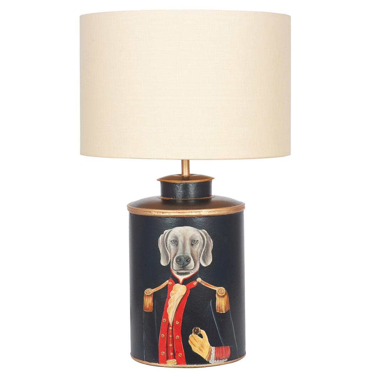 Black Hand Painted Dog Metal Table Lamp – image 2