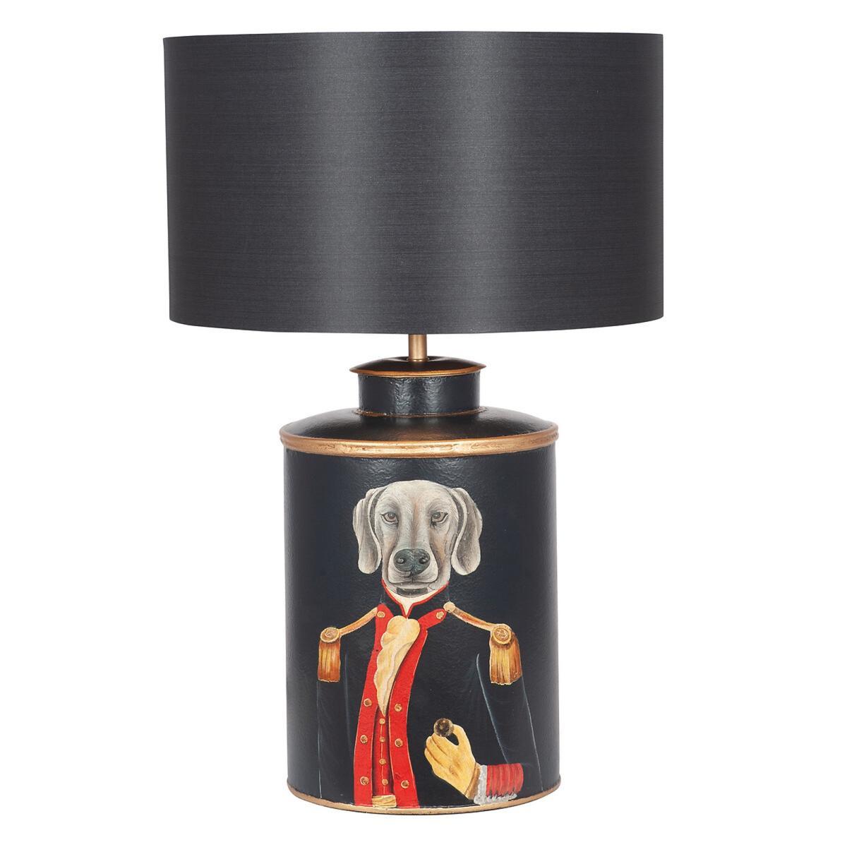 Black Hand Painted Dog Metal Table Lamp – image 3