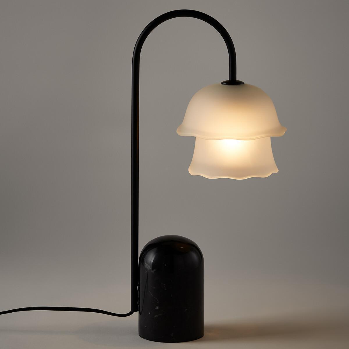 Linza Marble, Metal and Sandblasted Glass Table Lamp – image 2