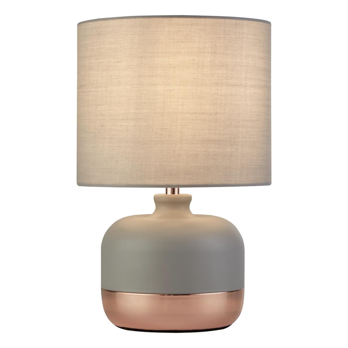 Grey with Copper Contrast Table Lamp with Grey Shade – image 2