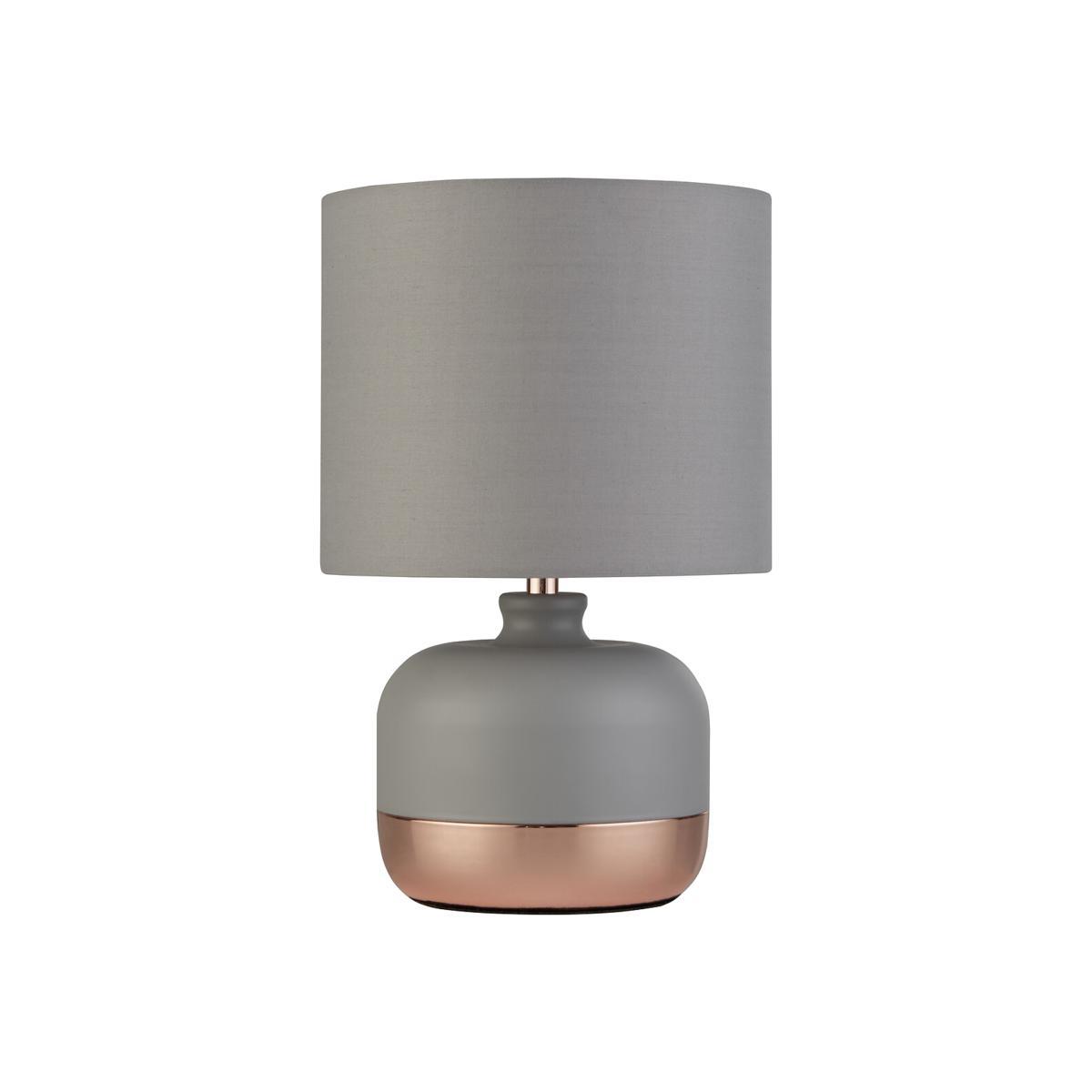 Grey with Copper Contrast Table Lamp with Grey Shade – image 1