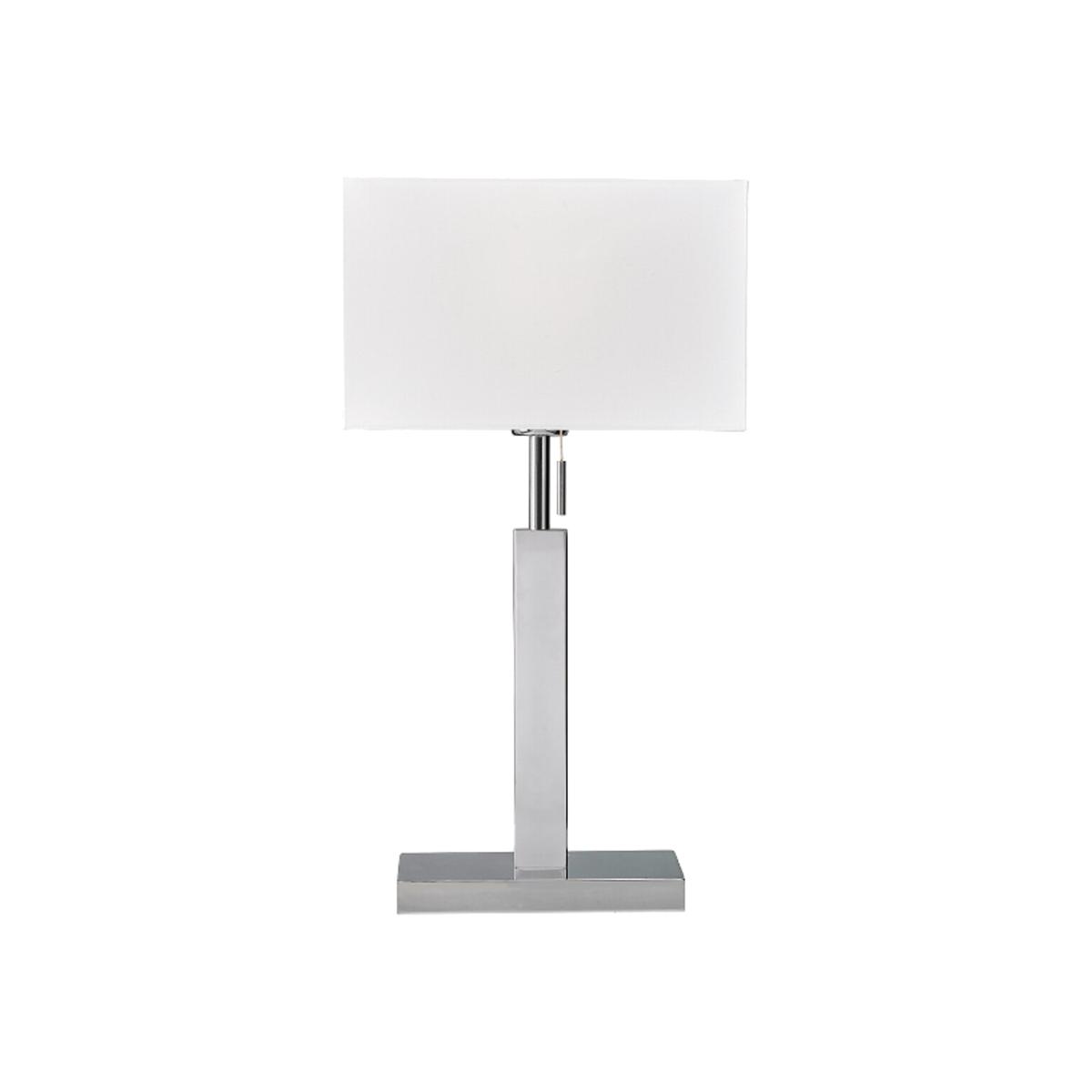Chrome Rectangular Table Lamp with Cream Shade