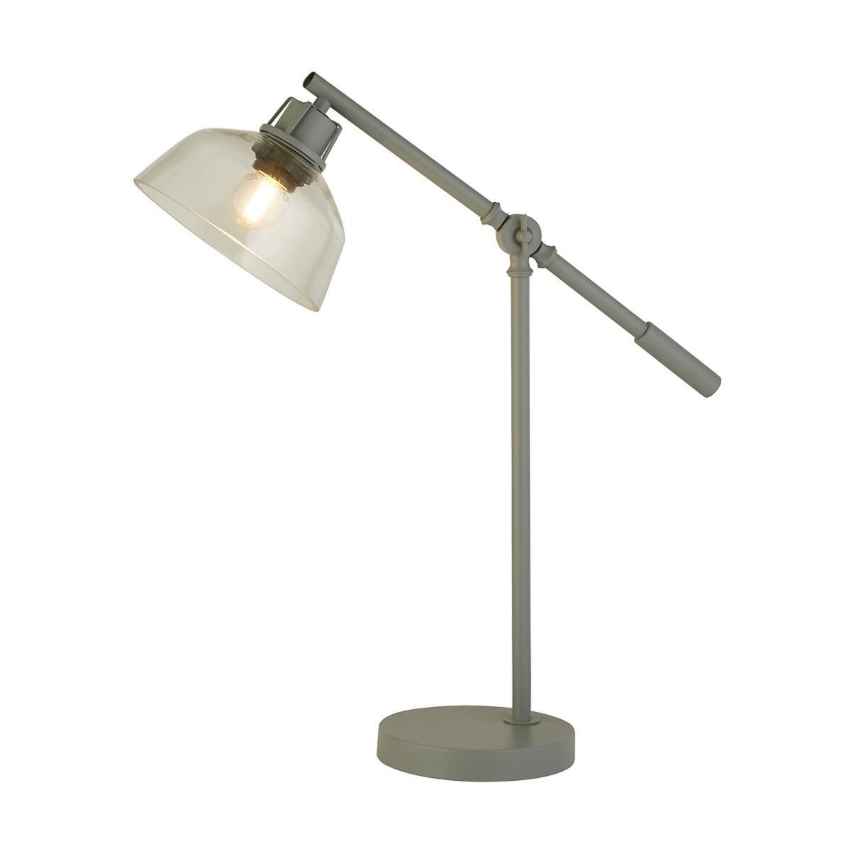 Clear Glass and Grey Detail Task Table Lamp – image 2