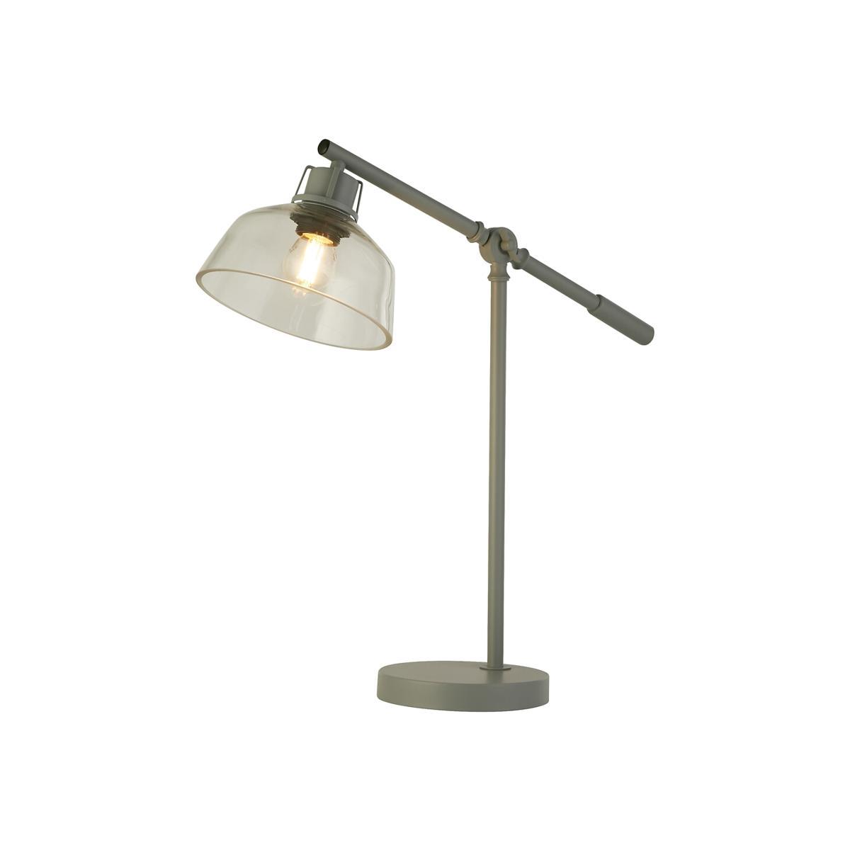 Clear Glass and Grey Detail Task Table Lamp – image 1