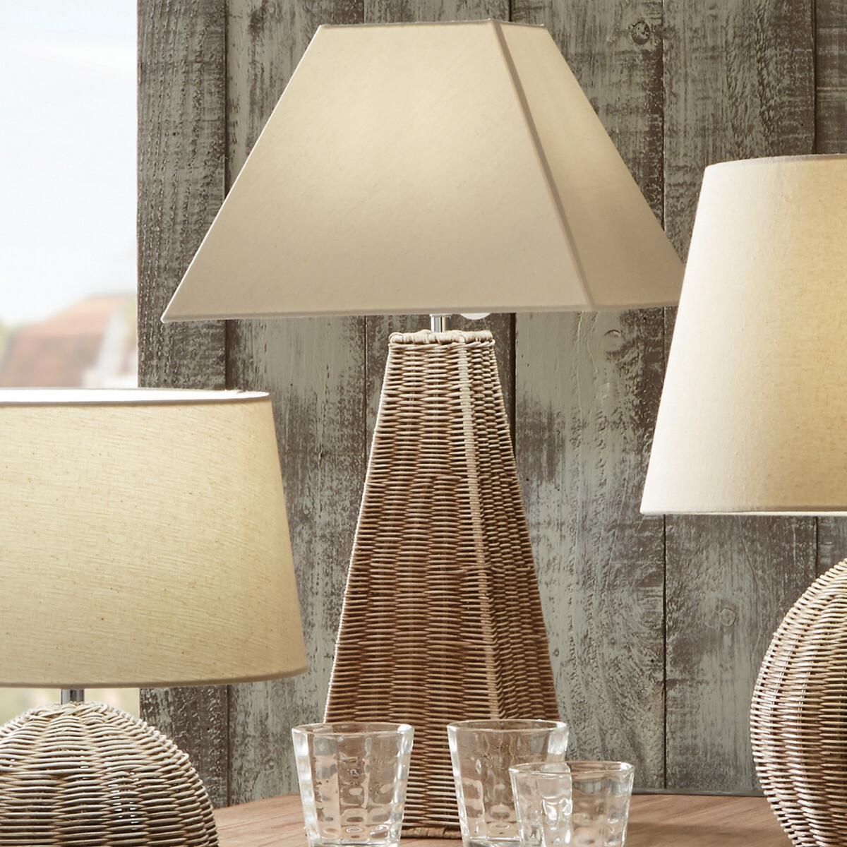 Natural Wash Rattan Sea combe Pyramid Table Lamp Base – image 2