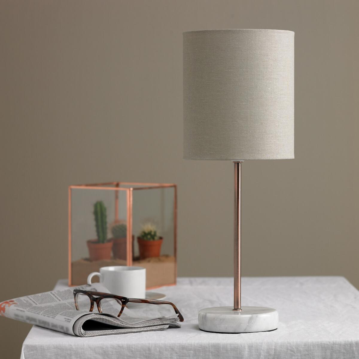 Brushed Copper with Marble Base Table Lamp – image 2
