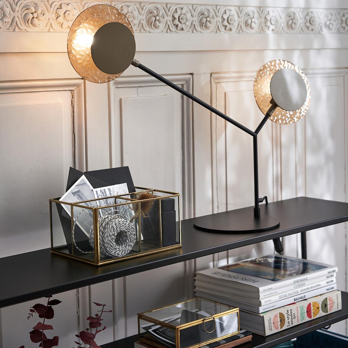 Palma Metal and Amber Glass Lamp – image 5