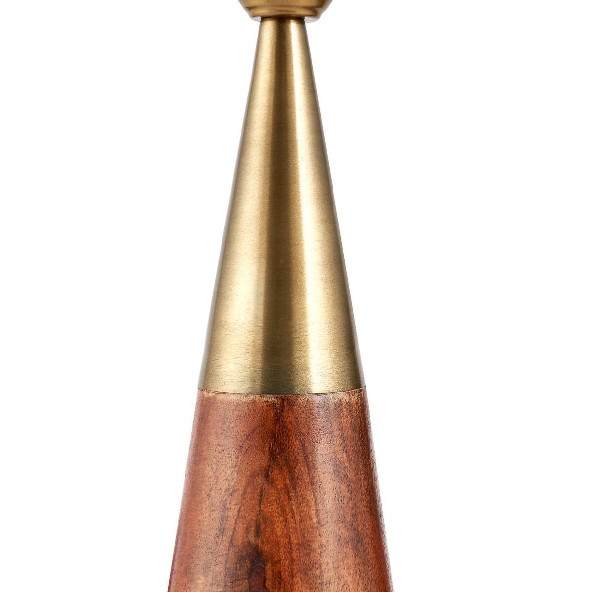 Antique Brass and Dark Wood Table Lamp Base – image 2