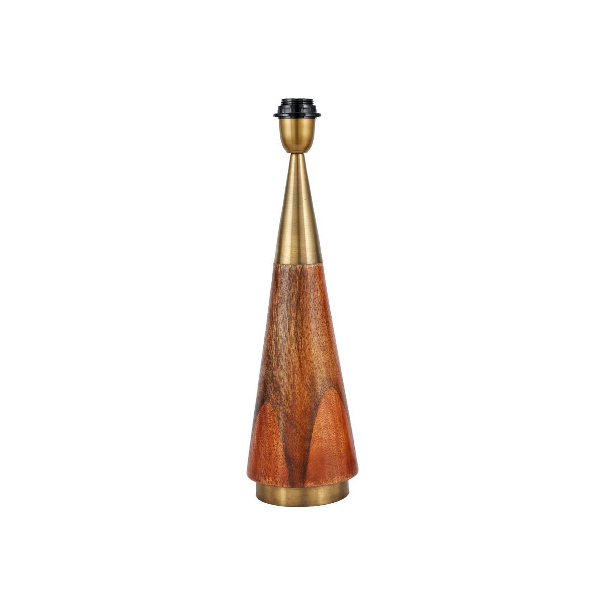 Antique Brass and Dark Wood Table Lamp Base – image 1