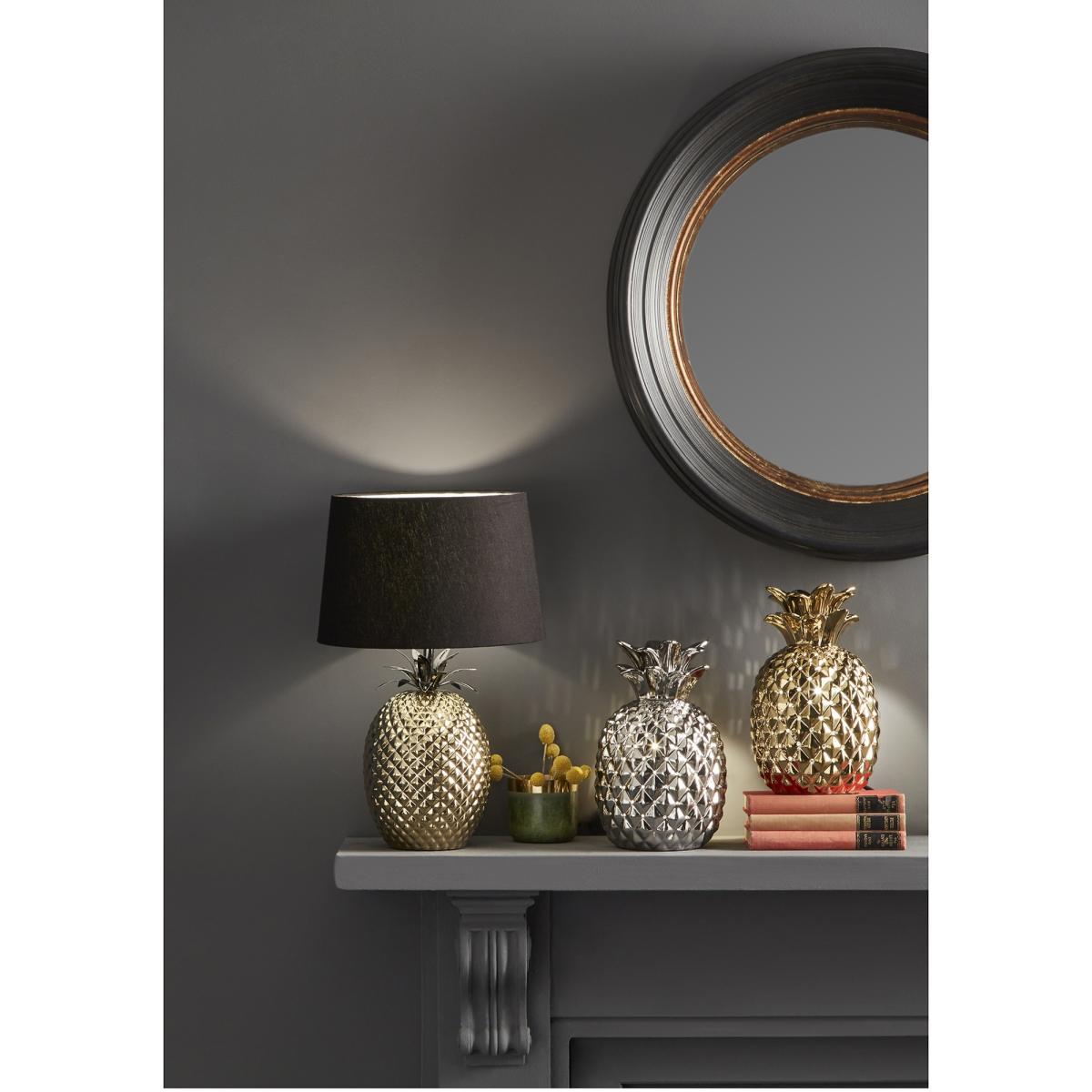Gold Ceramic Pineapple with Faux Silk Shade Table Lamp – image 2
