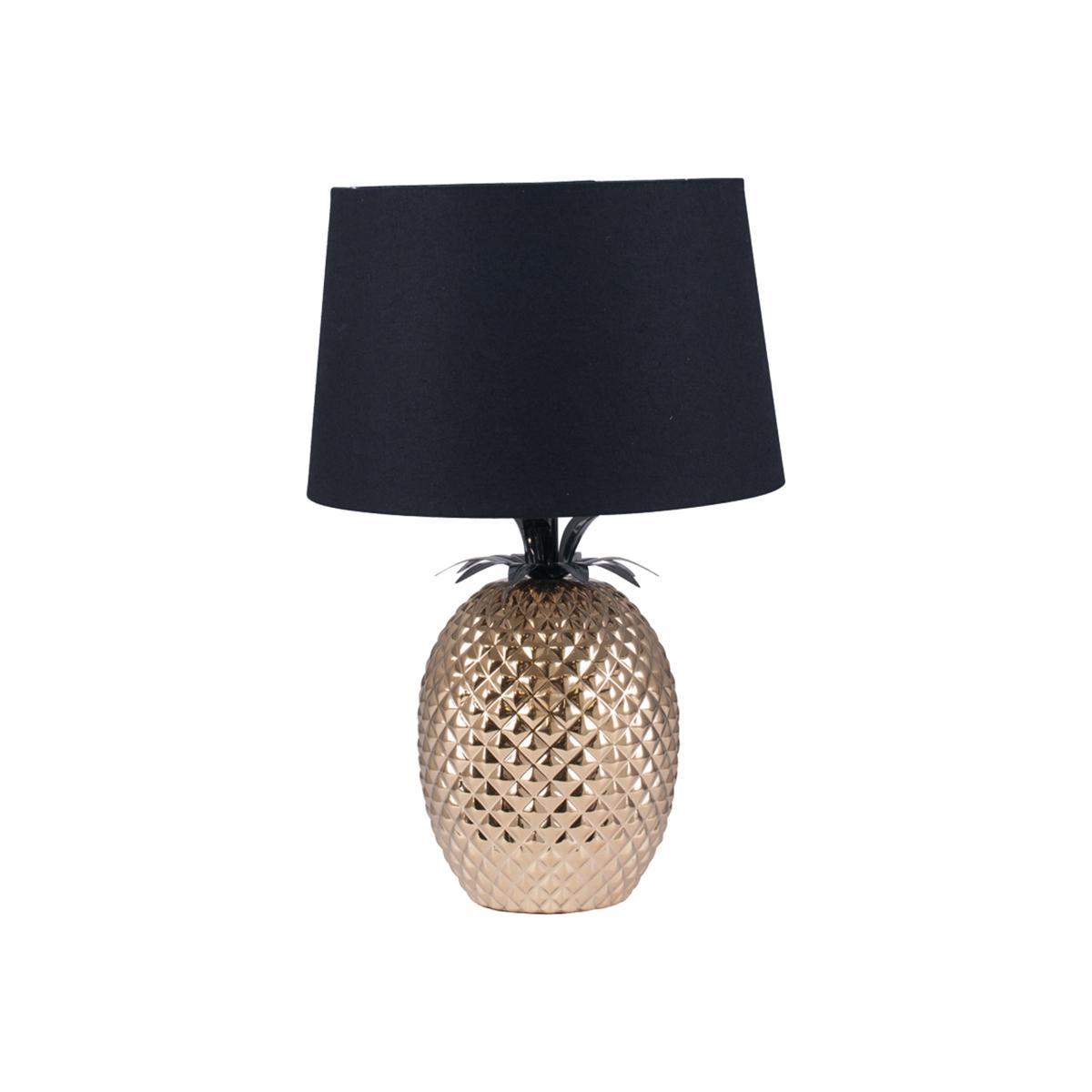 Gold Ceramic Pineapple with Faux Silk Shade Table Lamp – image 1