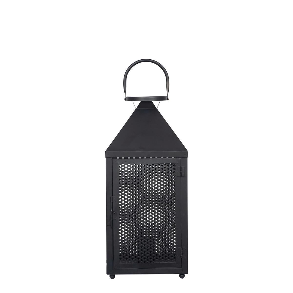 Matt Black Metal Punched Lantern Table Lamp – image 2