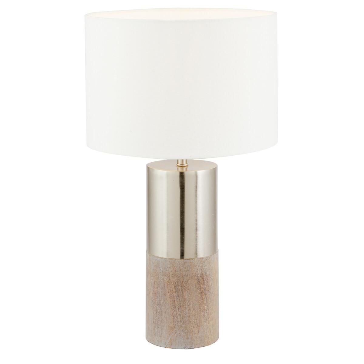 Grey Wood and Silver Metal Table Lamp – image 2