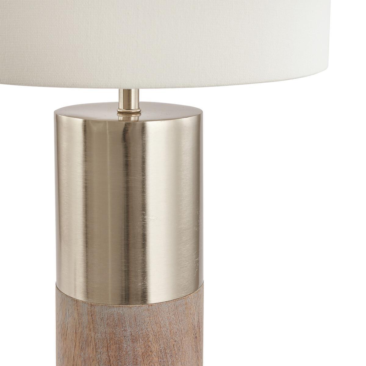 Grey Wood and Silver Metal Table Lamp – image 3
