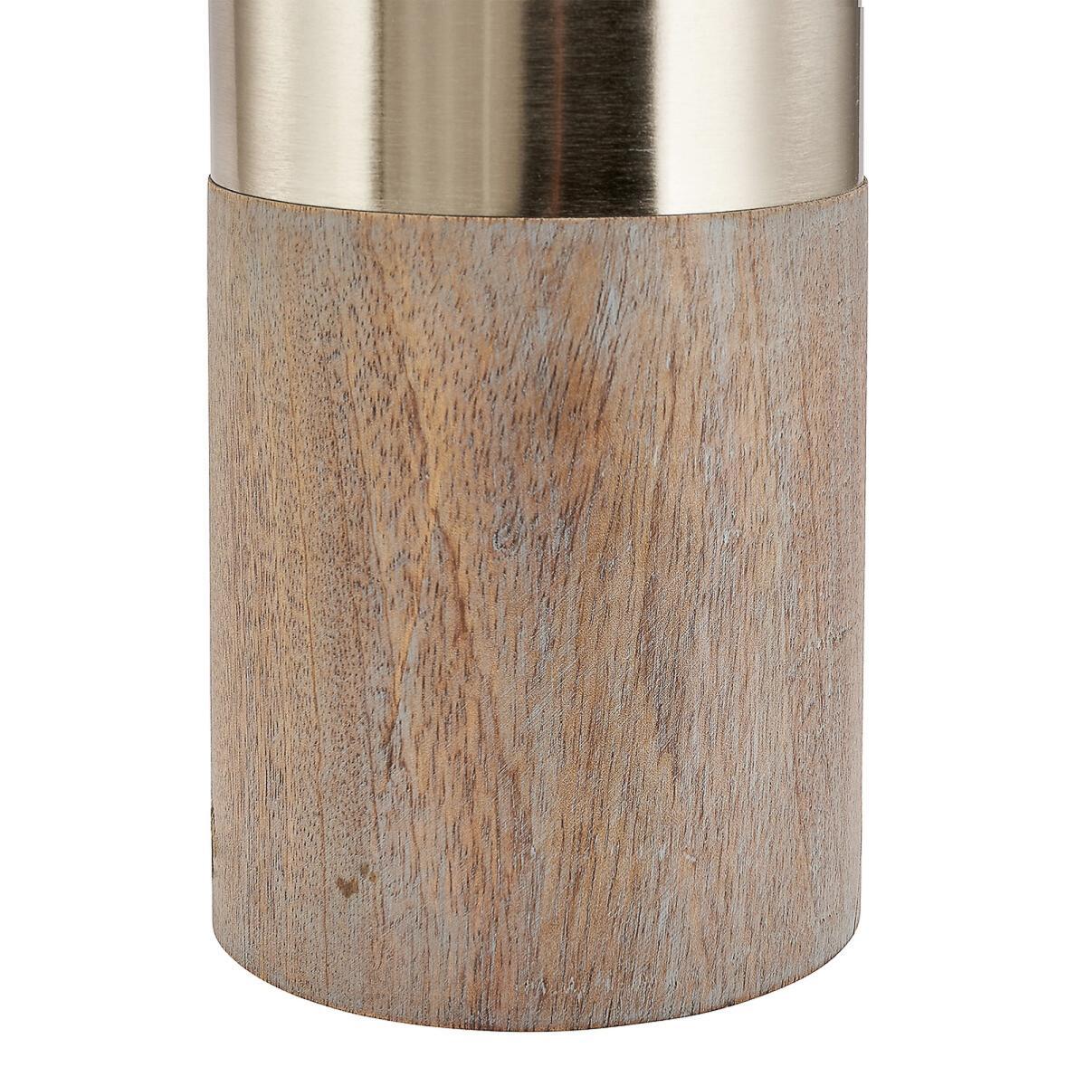 Grey Wood and Silver Metal Table Lamp – image 5