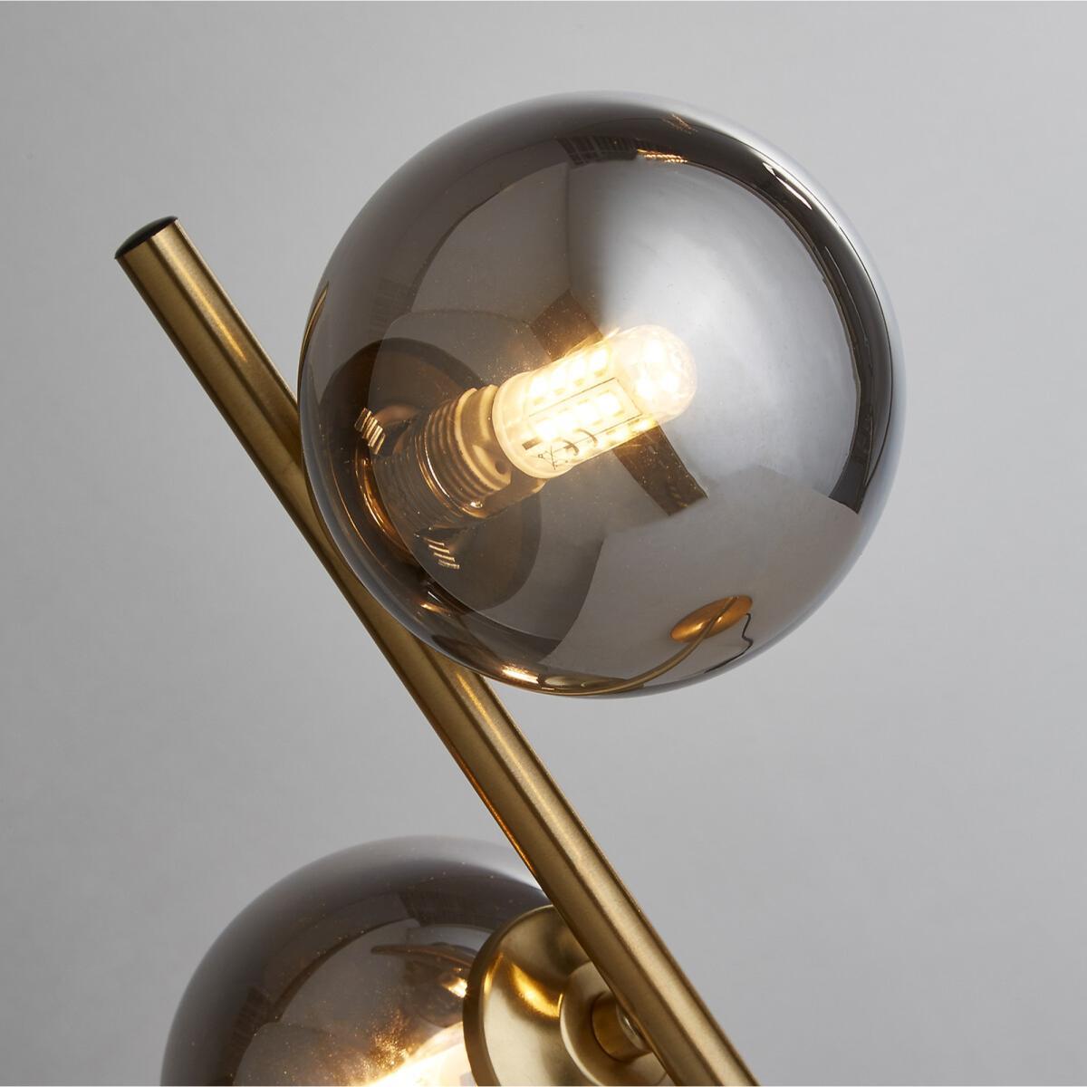 Dual Smoked Glass Globe Light with Brass Table Lamp – image 5