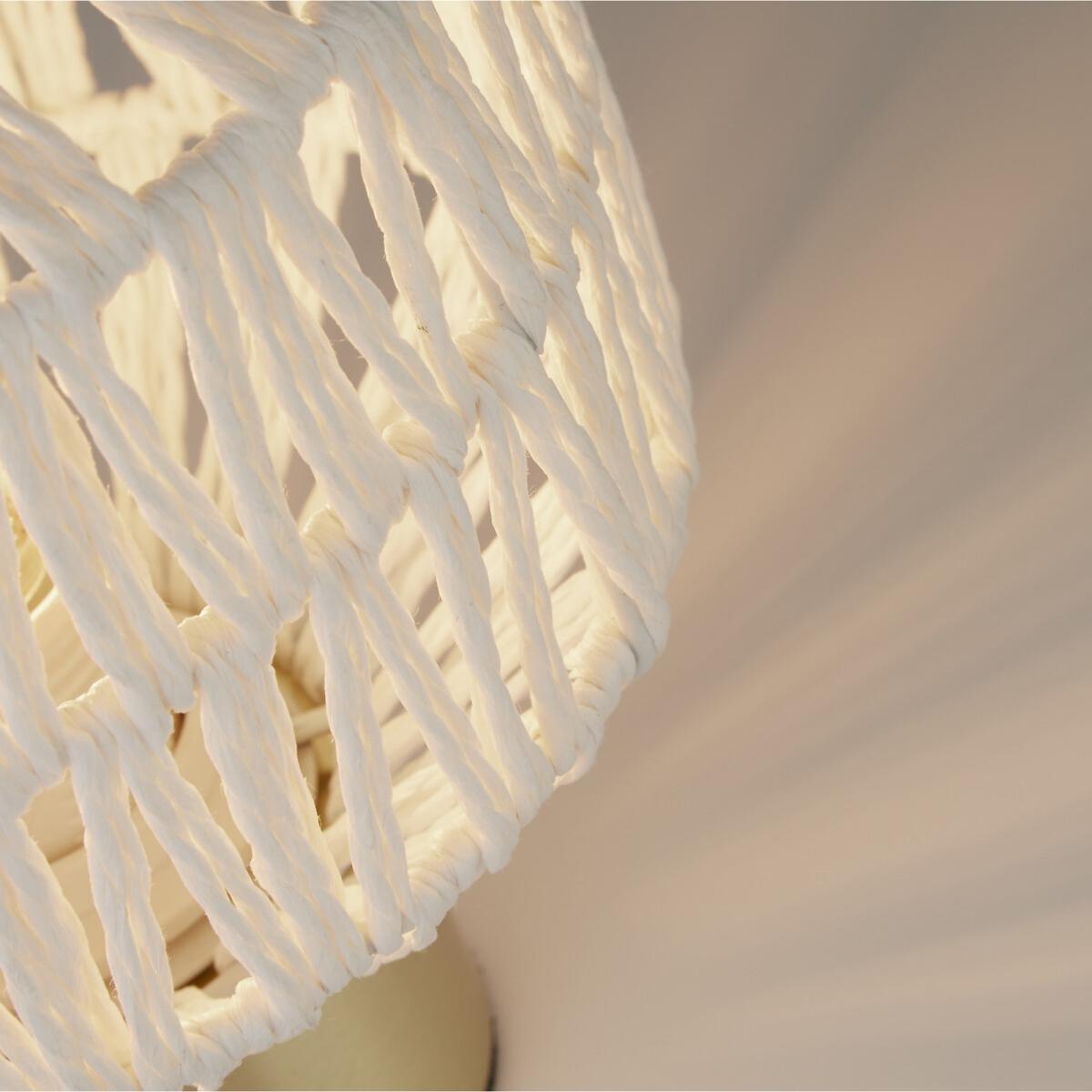 White Rattan Woven Frame with Gold Detail Table Lamp – image 5