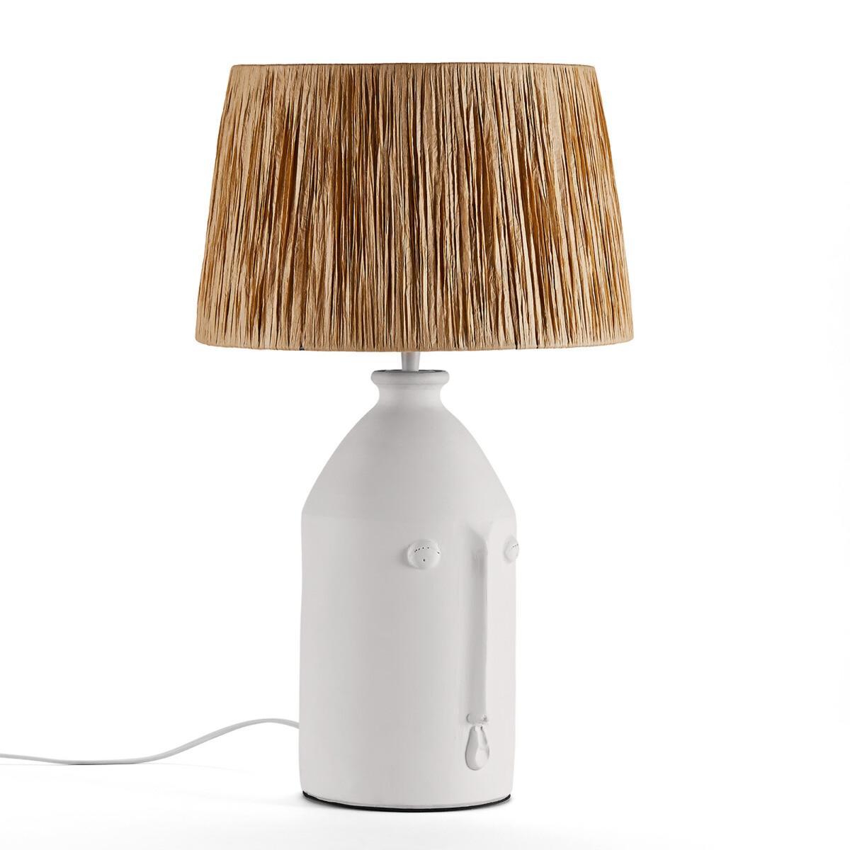 Manoni Ceramic Lamp with Raffia Shade – image 2